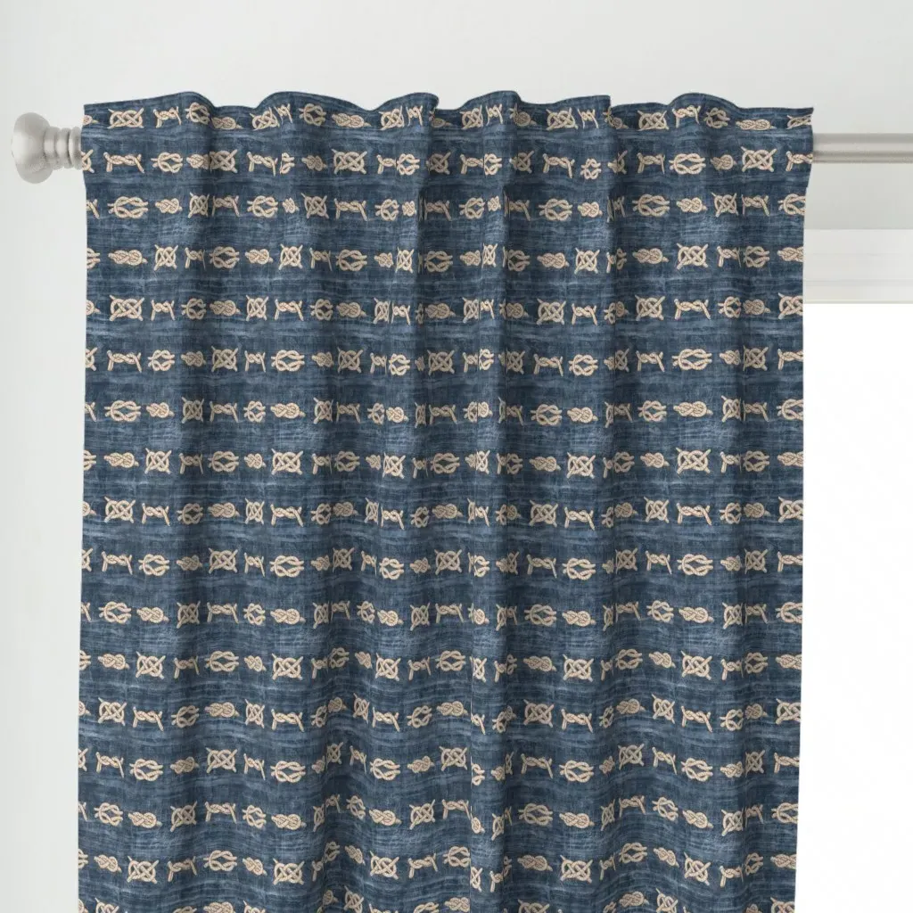 Sailor Knots Curtain Panel - Indigo Blue alternate view