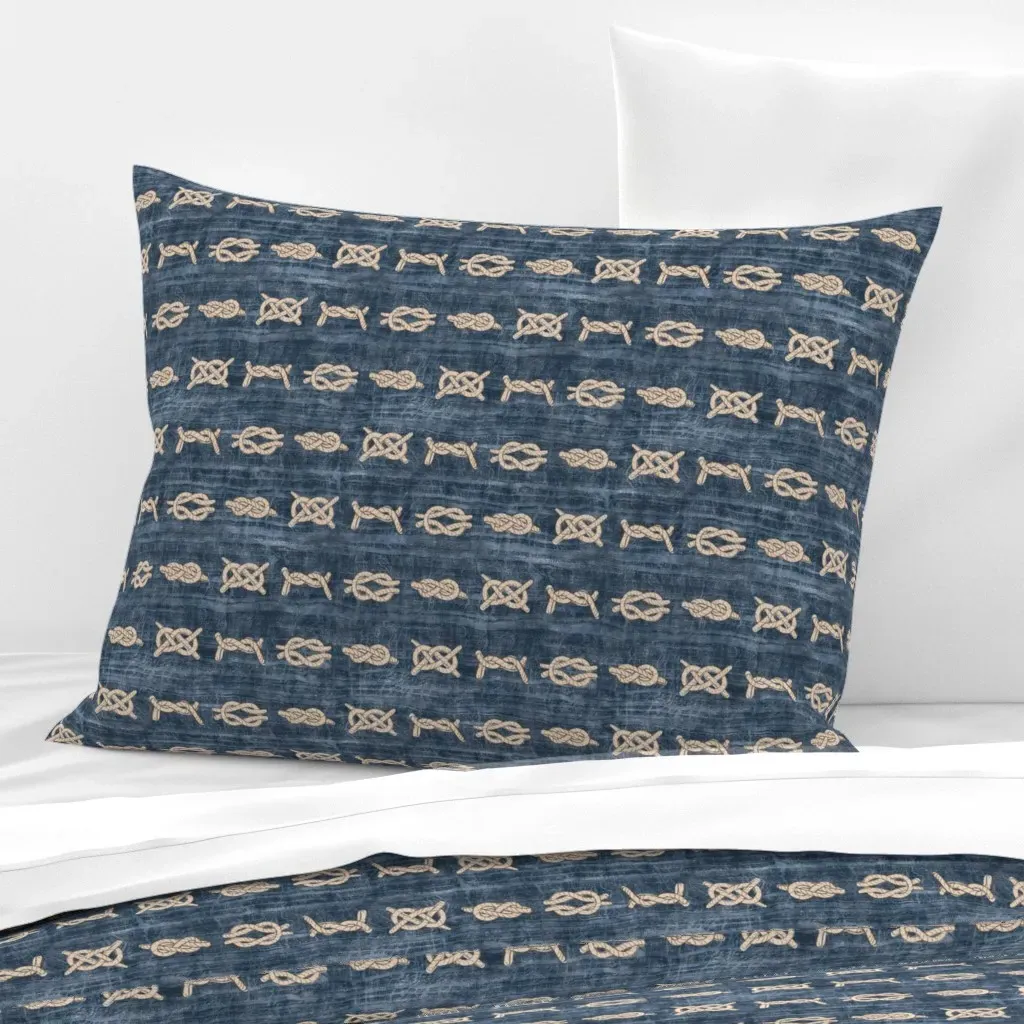 Sailor Knots Standard Knife Edge Cushion Cover - Indigo Blue, Cotton Sateen product