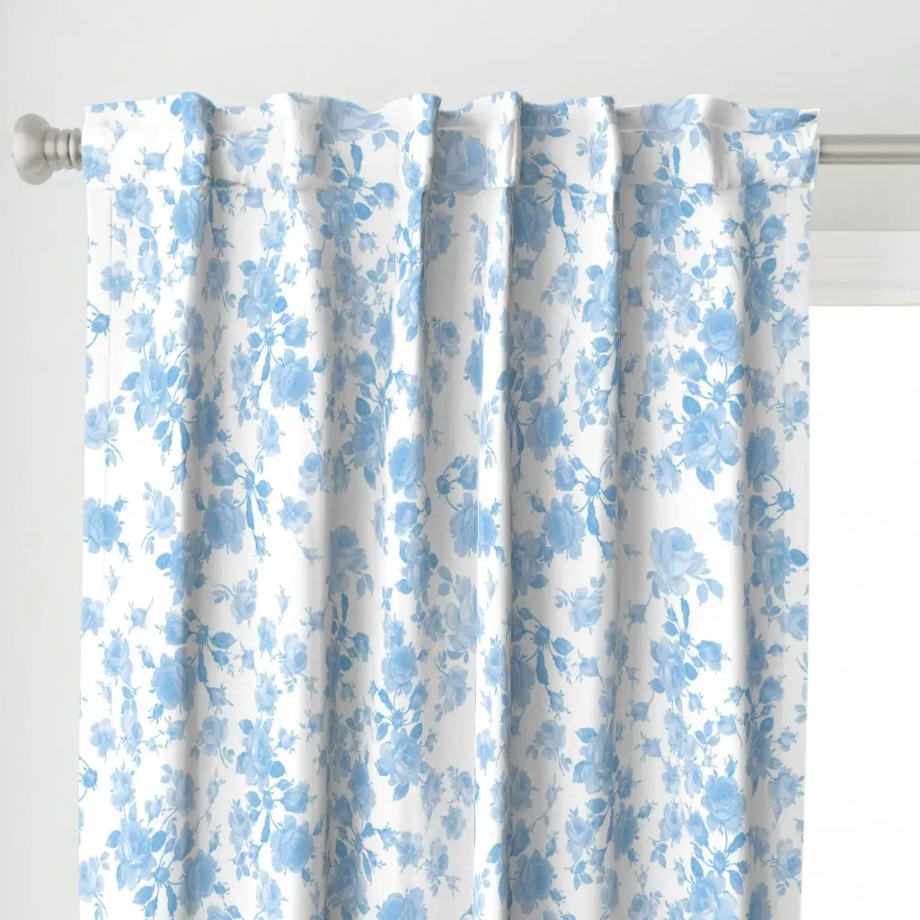 Saint Colette June Roses Curtain Panel - Light Blue alternate view