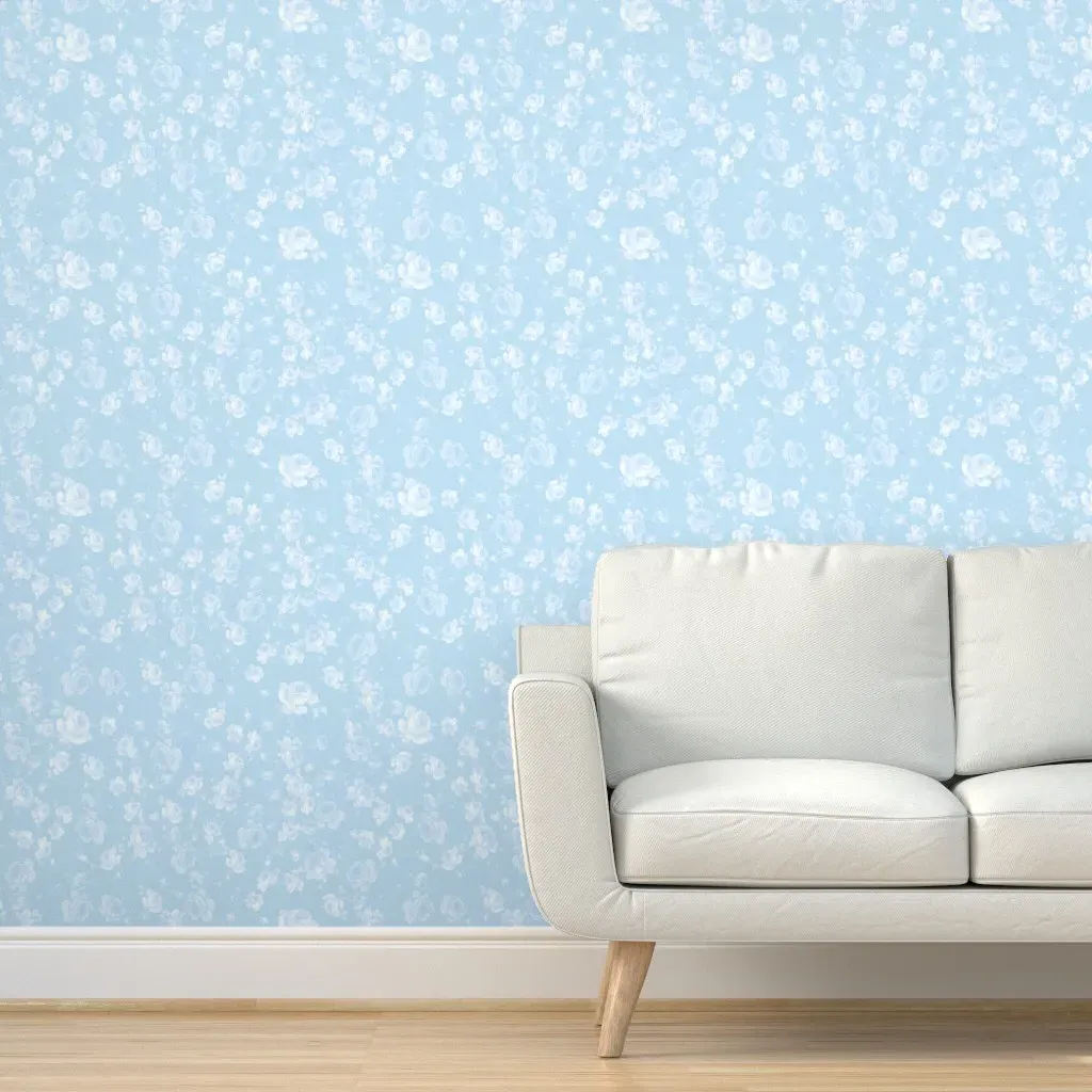 Saint Colette June Roses Neptune Peel and Stick Wallpaper - Light Blue product