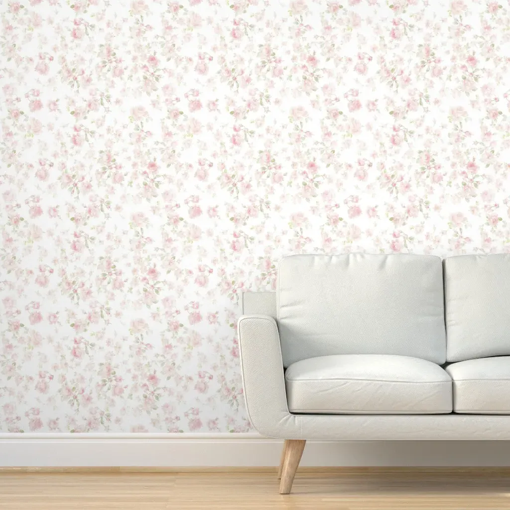 Saint Colette June Roses Peony Faded Peel and Stick Wallpaper - Pink product
