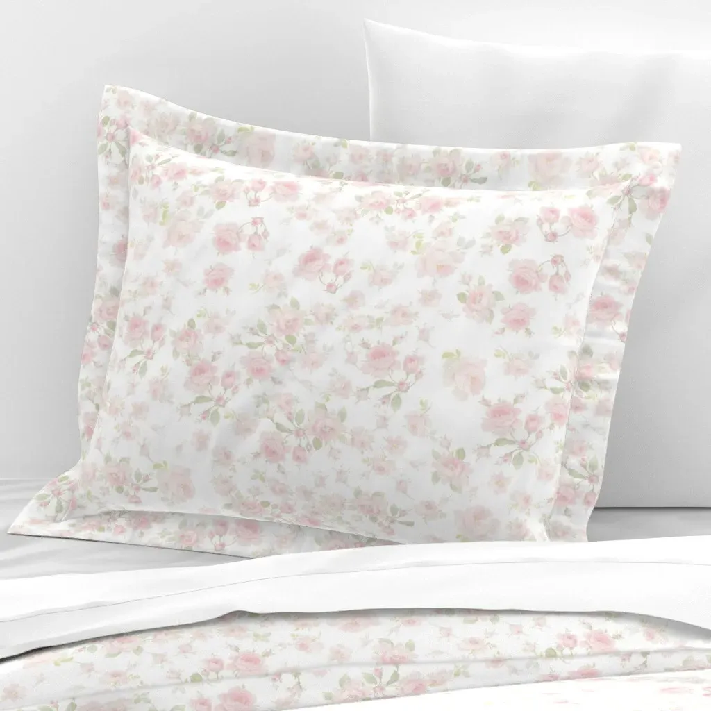 Saint Colette June Roses Standard Flanged Pillowcase - Pink, Cotton Sateen product