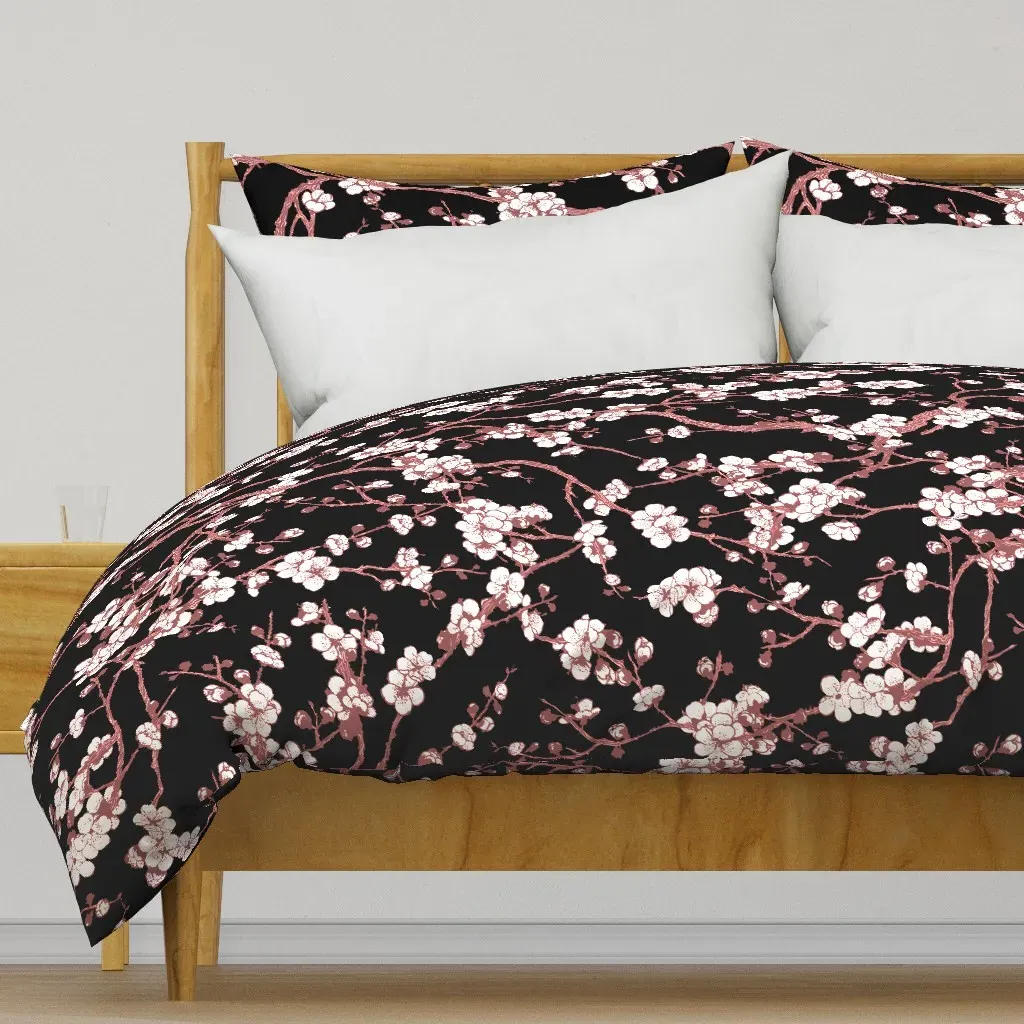 Sakura Duvet Cover - Black and Pink, White product