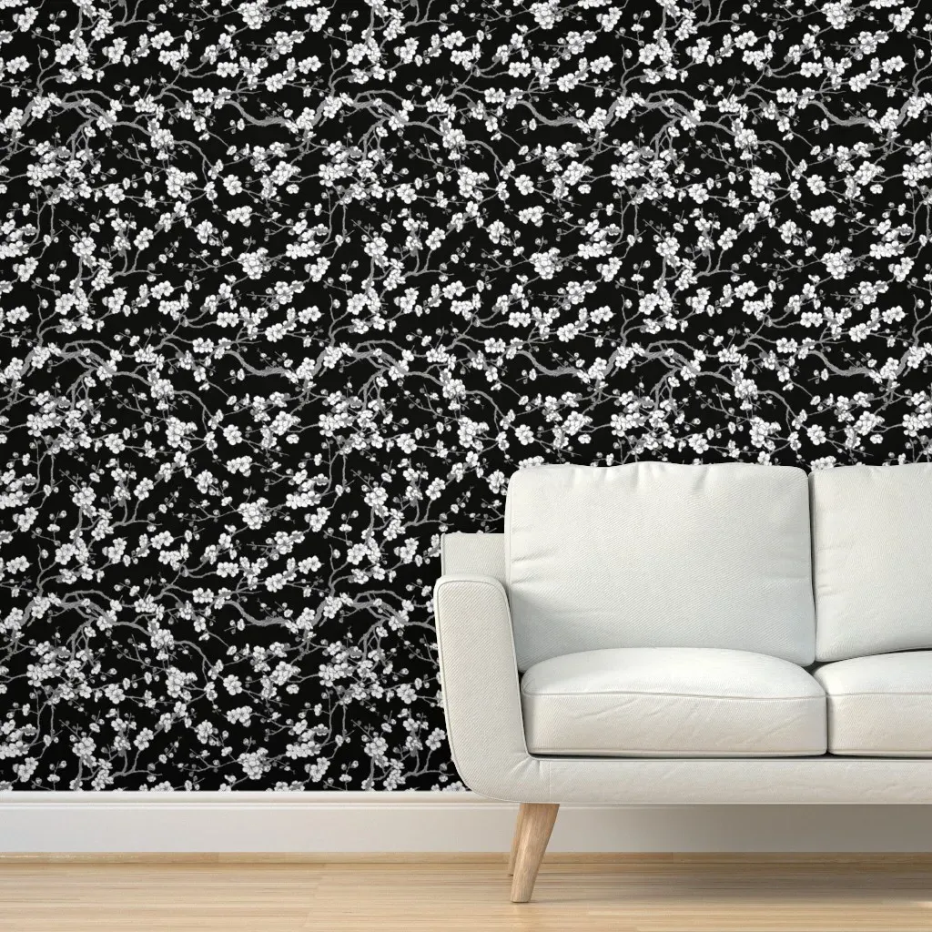 Sakura Peel and Stick Wallpaper - Black, White product