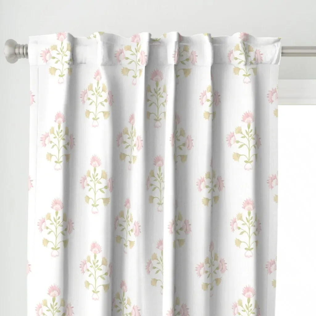 Salisbury Green Pink Curtain Panel - Pink alternate view