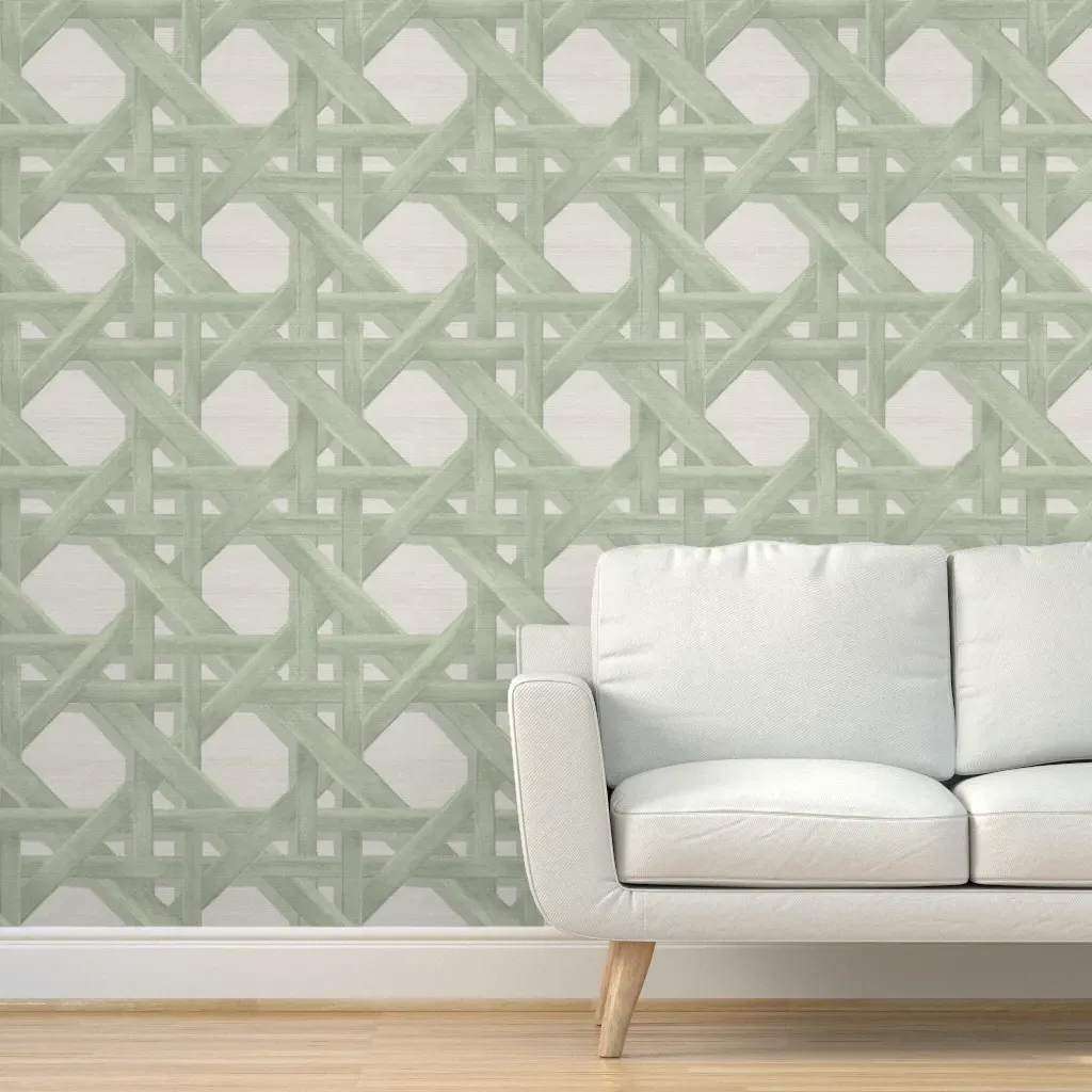 Sally Prescott Grasscloth Peel and Stick Wallpaper - Sage Green product