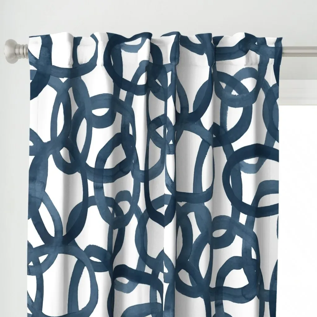 Salty Dog Circles Curtain Panel - Indigo alternate view