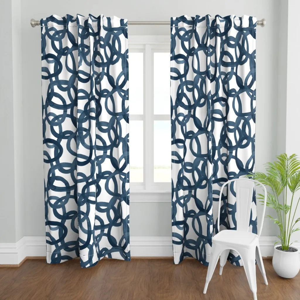 Salty Dog Circles Curtain Panel - Indigo product