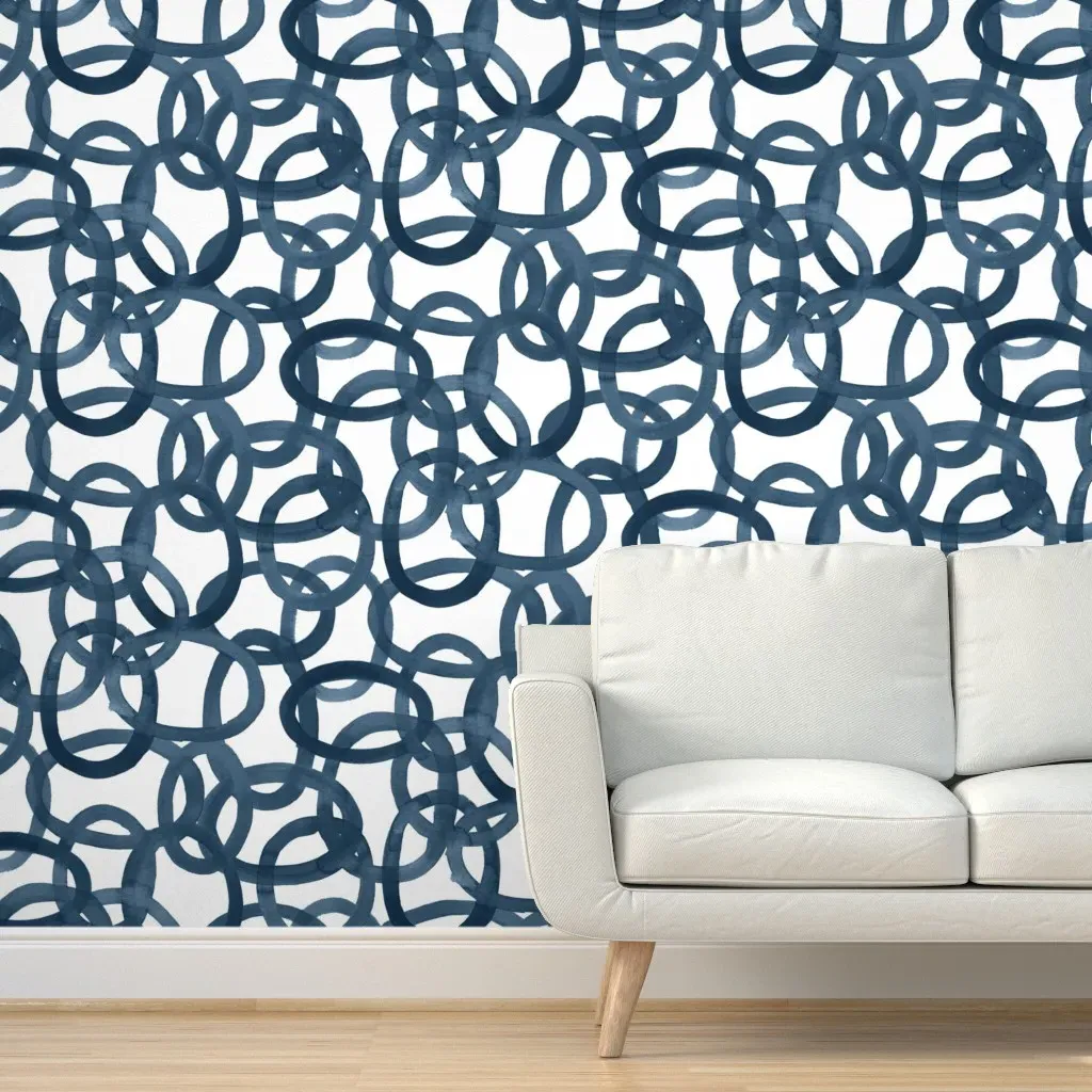 Salty Dog Circles Peel and Stick Wallpaper - Indigo product