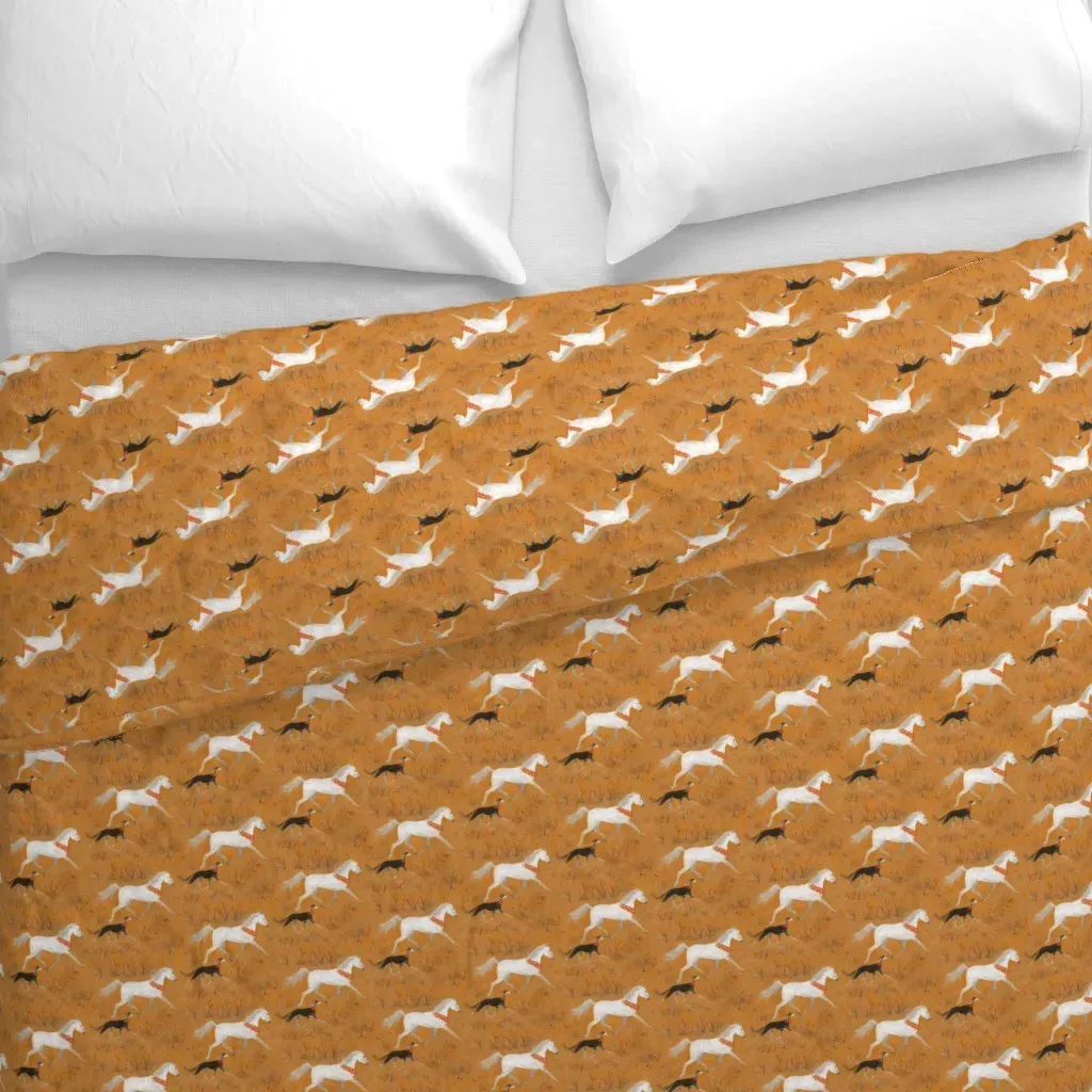 Saluki And Arabian Horse Duvet Cover - White alternate view
