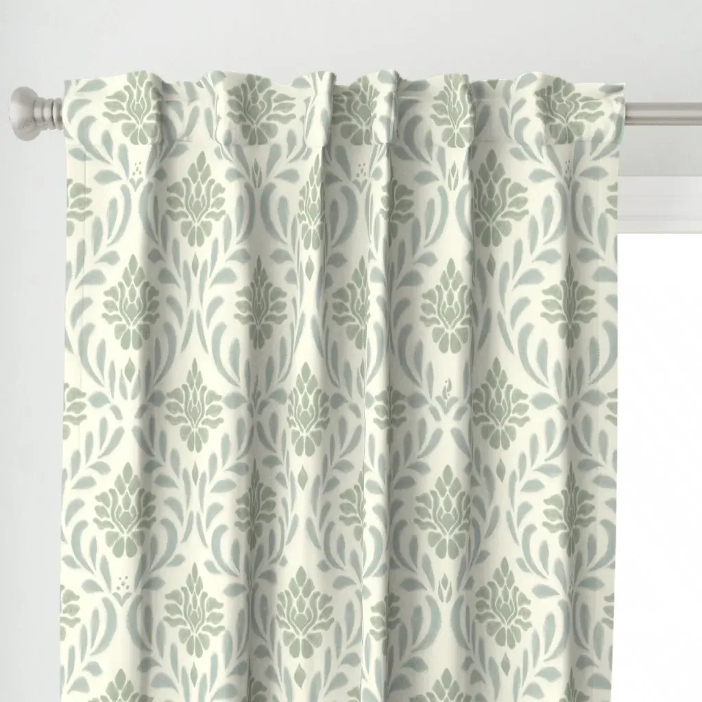 Samsara Batik Trellis Curtain Panel - Sage Green alternate view