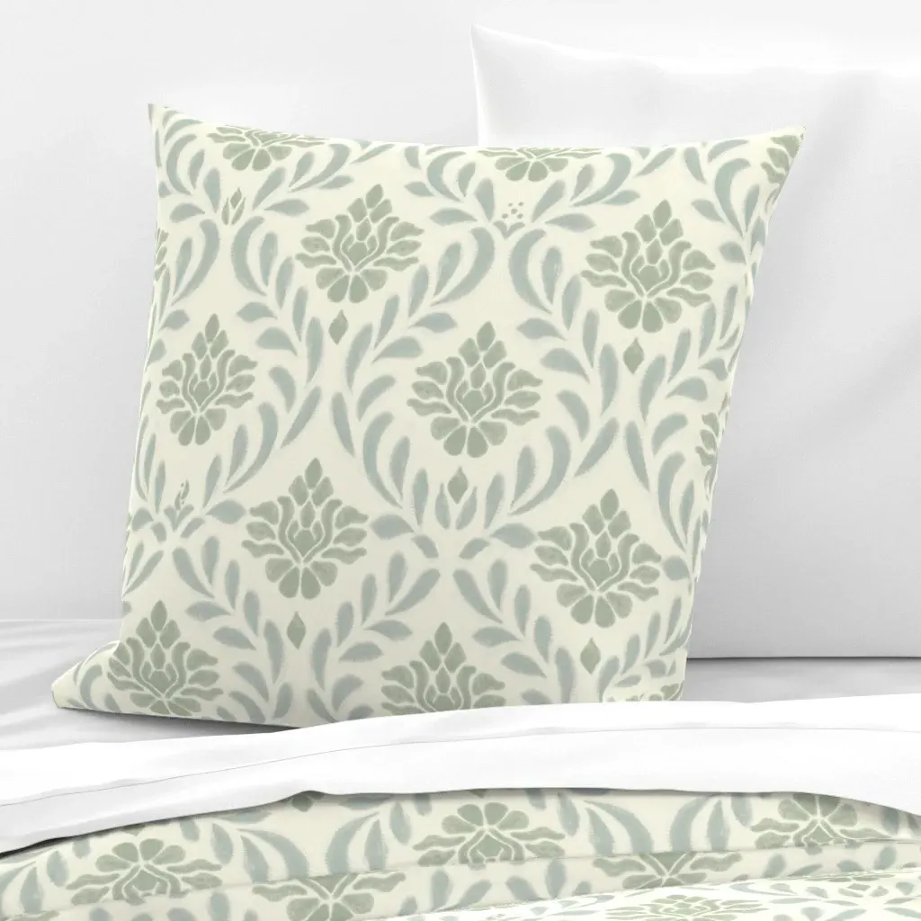 Samsara Batik Trellis Floral Euro Pillow Sham - Sage Green product