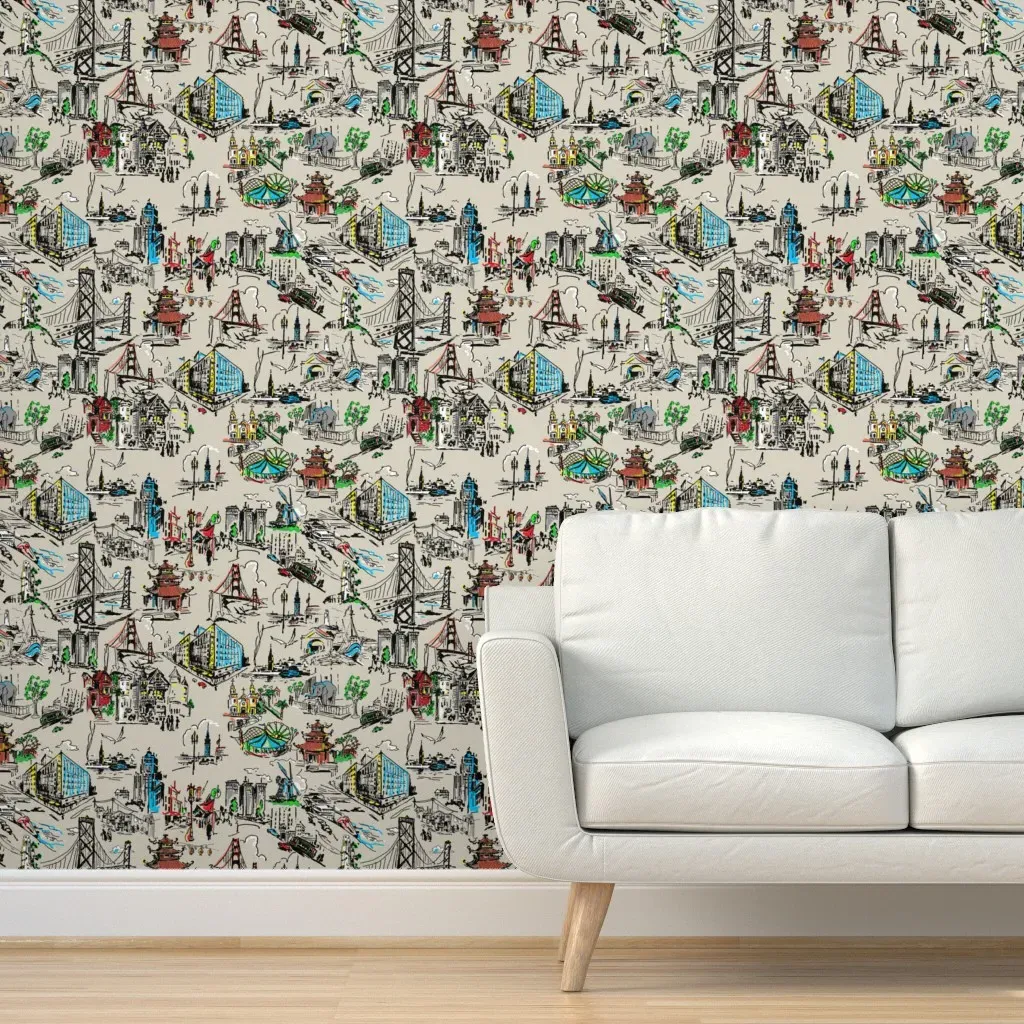 San Francisco Peel and Stick Wallpaper - Ecru product