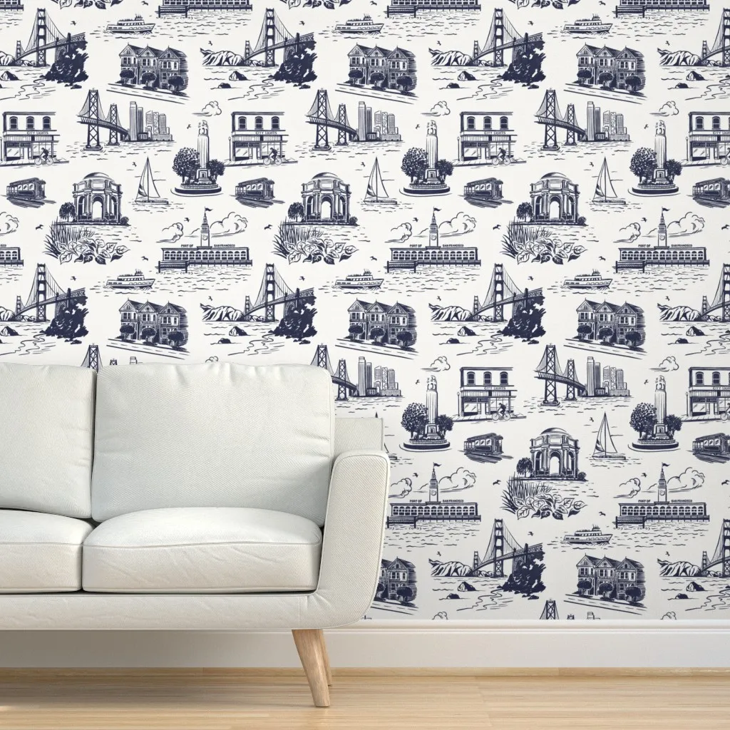 San Francisco Toile Peel and Stick Wallpaper - Navy Blue product