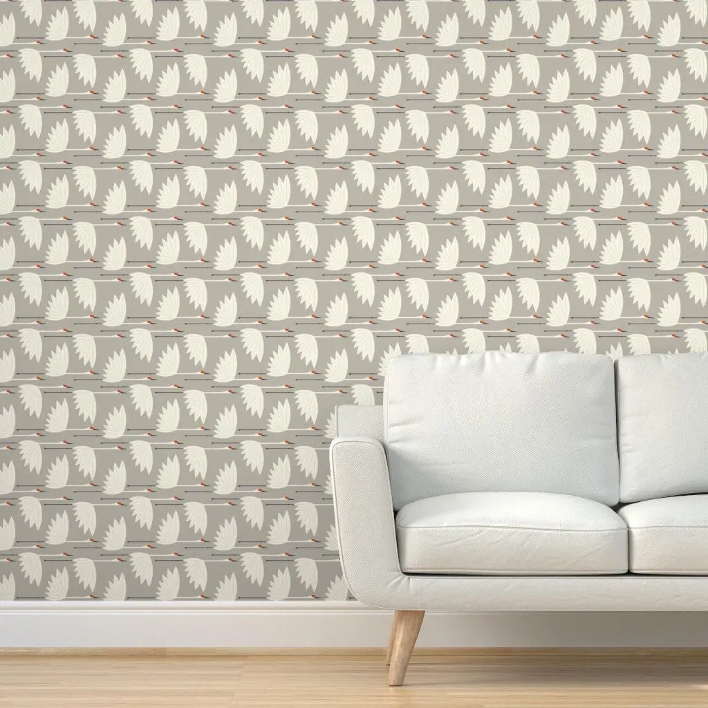 Sandhill Cranes Peel and Stick Wallpaper - Off-White product