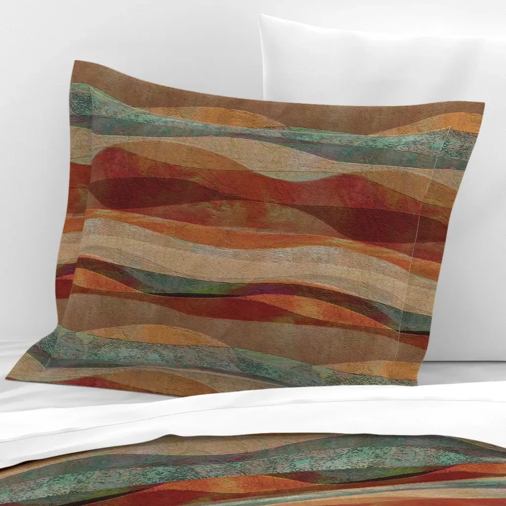 Sandstone Desert Standard Flanged Pillow Sham - Terracotta, Cotton Sateen product