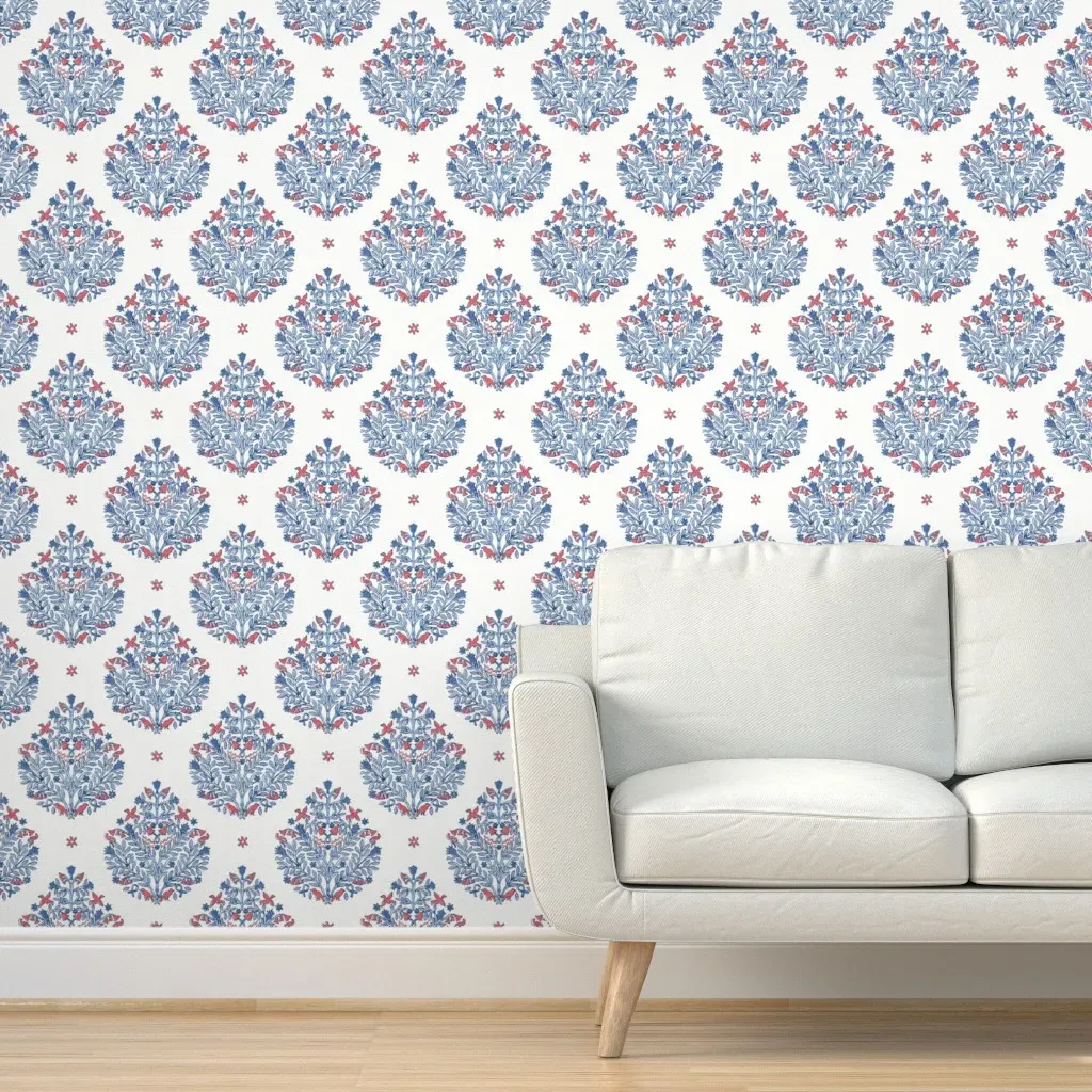 Sarah Paisley Americana Peel and Stick Wallpaper - Blue product