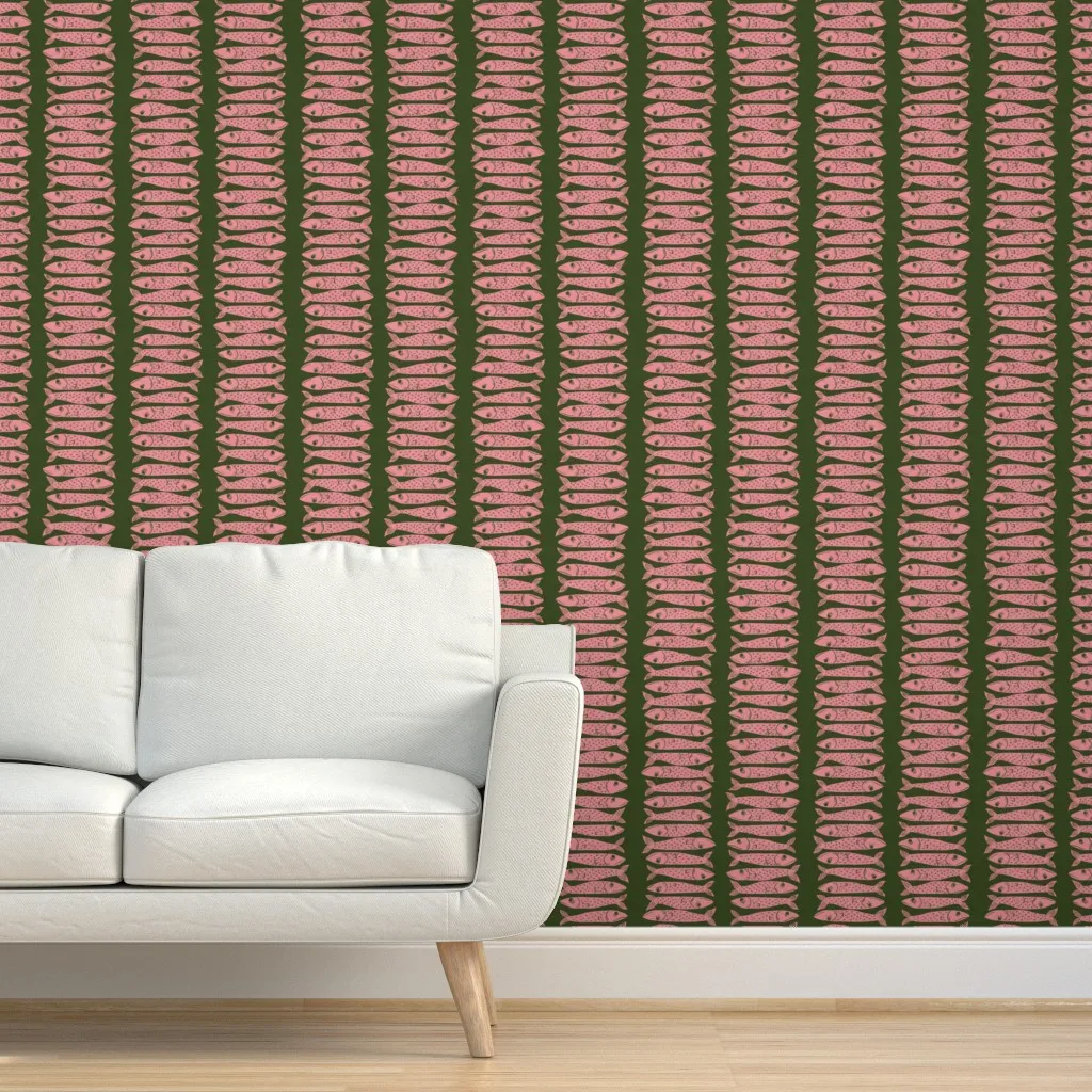 Sardine Stripes Peel and Stick Wallpaper - Teal product