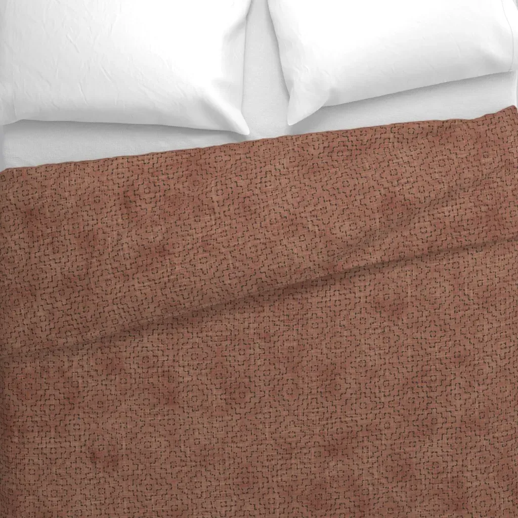 Sashiko Crosses XL Duvet Cover - Terracotta alternate view