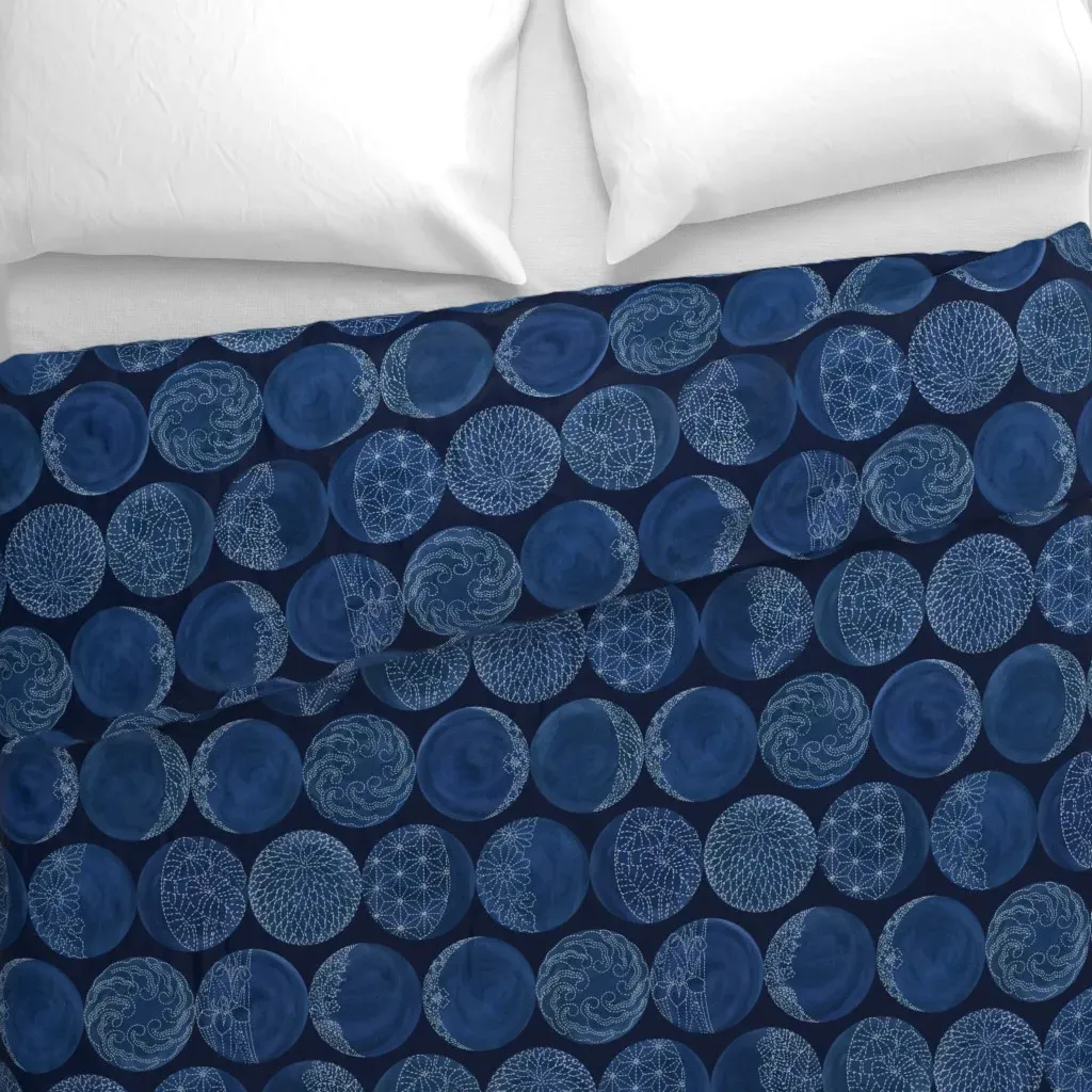 Sashiko Moon Phases Duvet Cover - Indigo alternate view