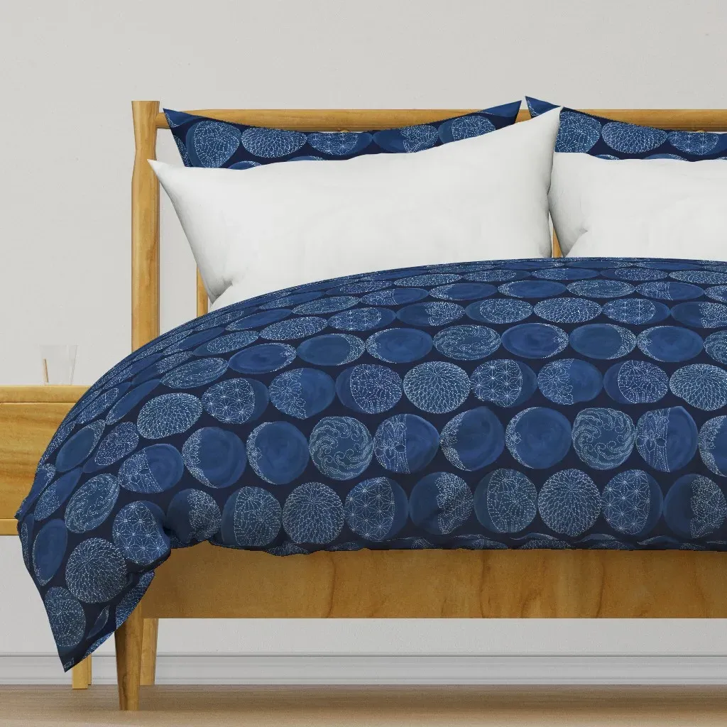 Sashiko Moon Phases Duvet Cover - Indigo product
