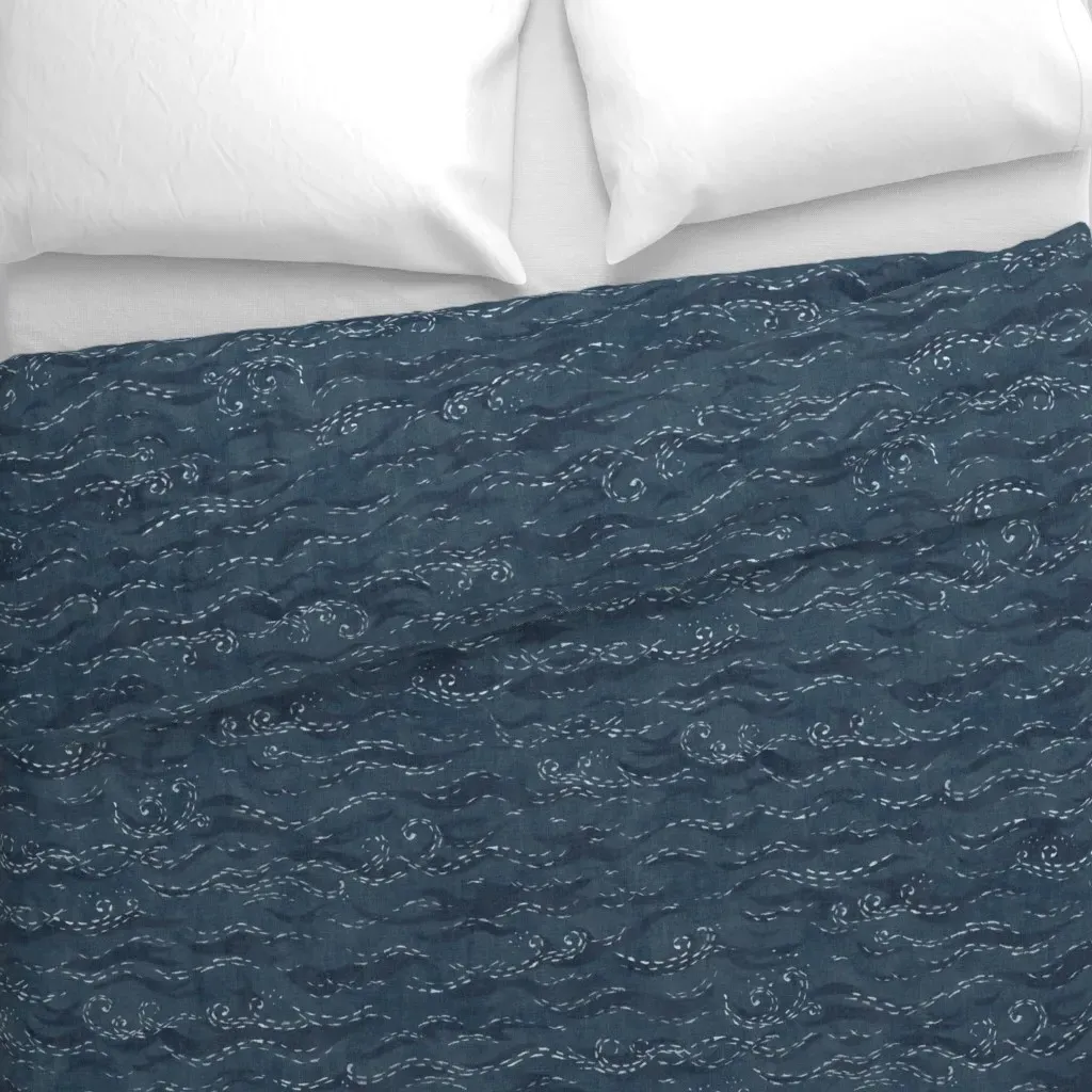 Sashiko Sea XL Duvet Cover - Dark Blue alternate view