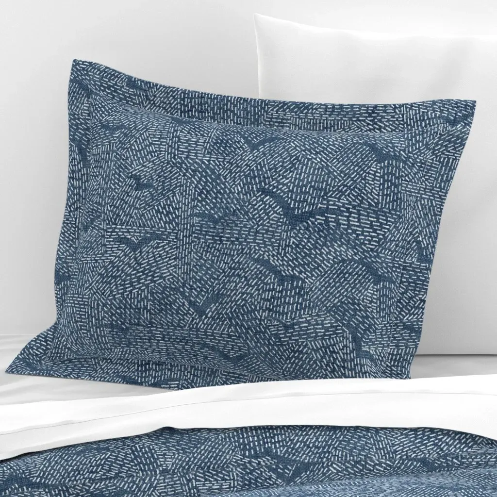 Sashiko Seagulls Standard Flanged Pillow Sham - Indigo, Cotton Sateen product