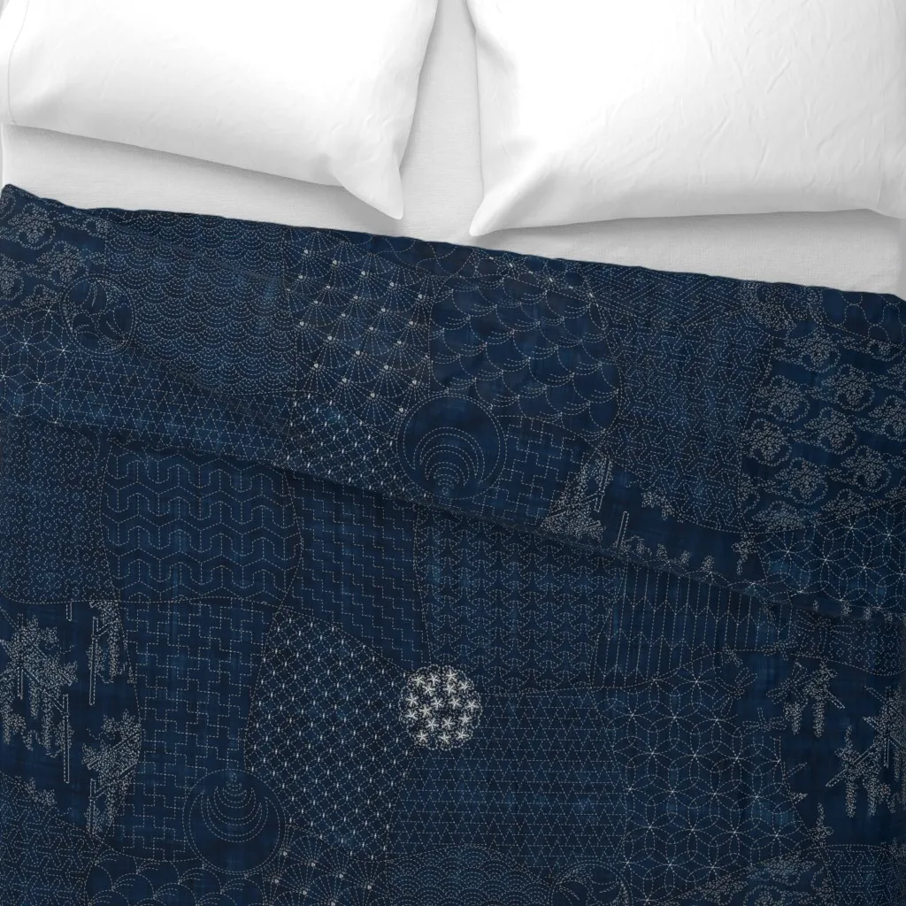 Sashiko The Collection Sampler Duvet Cover - Indigo alternate view