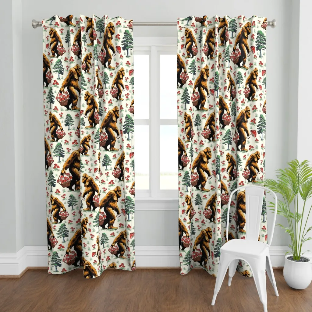 Sasquatch In Forest Curtain Panel - Brown product