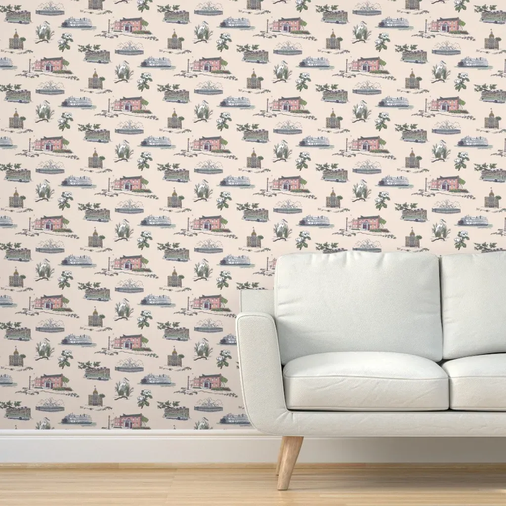 Savannah Toile Peel and Stick Wallpaper - Light Peach product