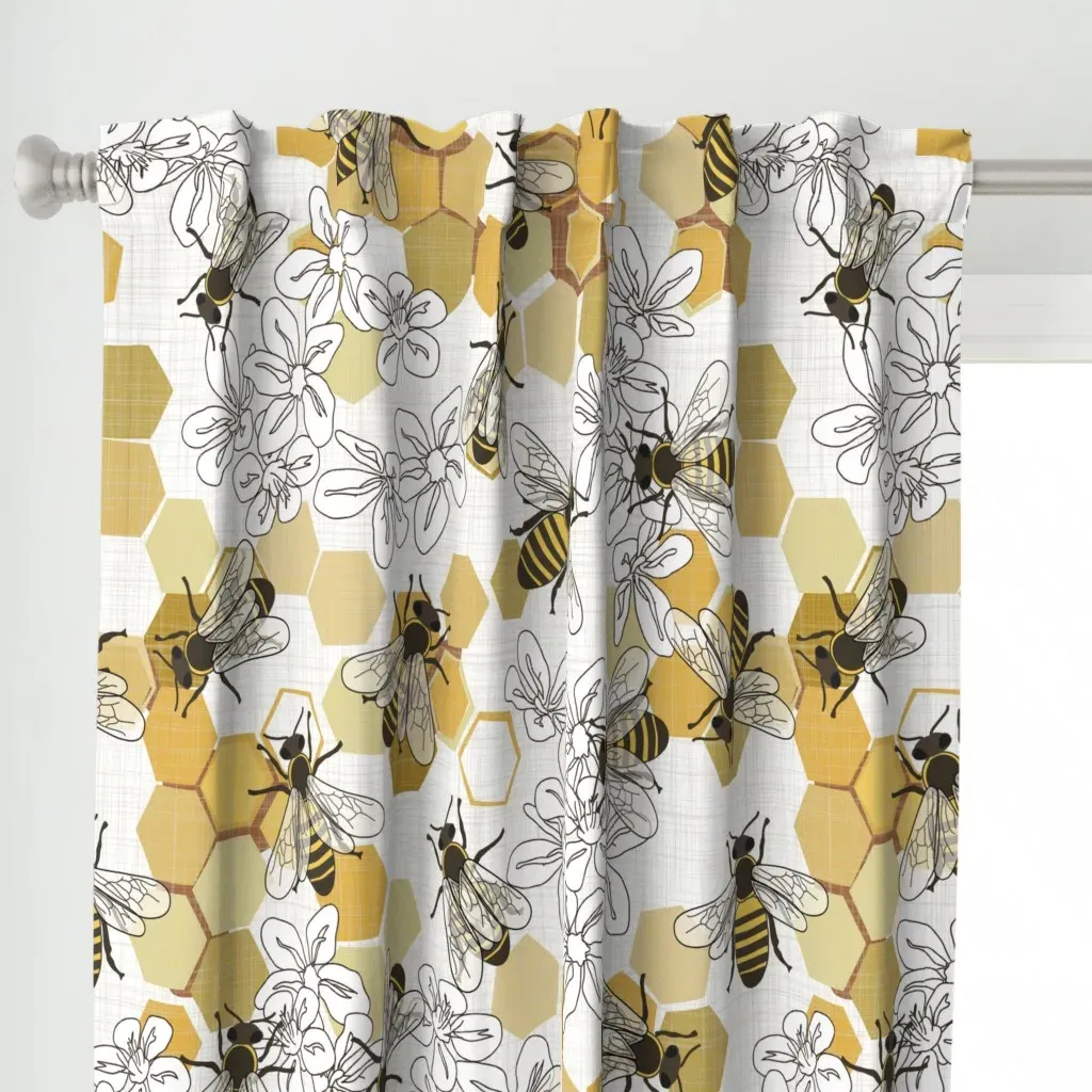 Save The Honey Bees Curtain Panel - Gold alternate view