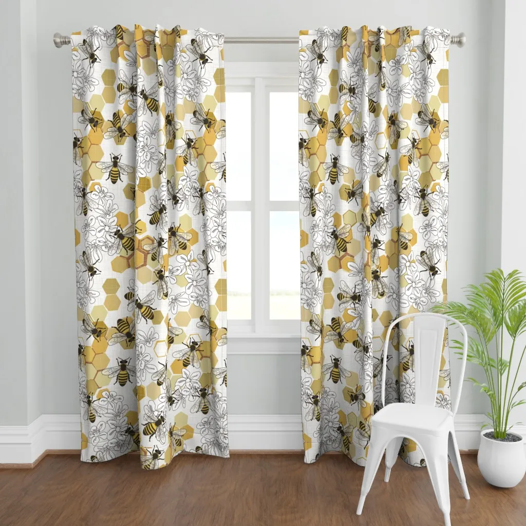 Save The Honey Bees Curtain Panel - Gold product