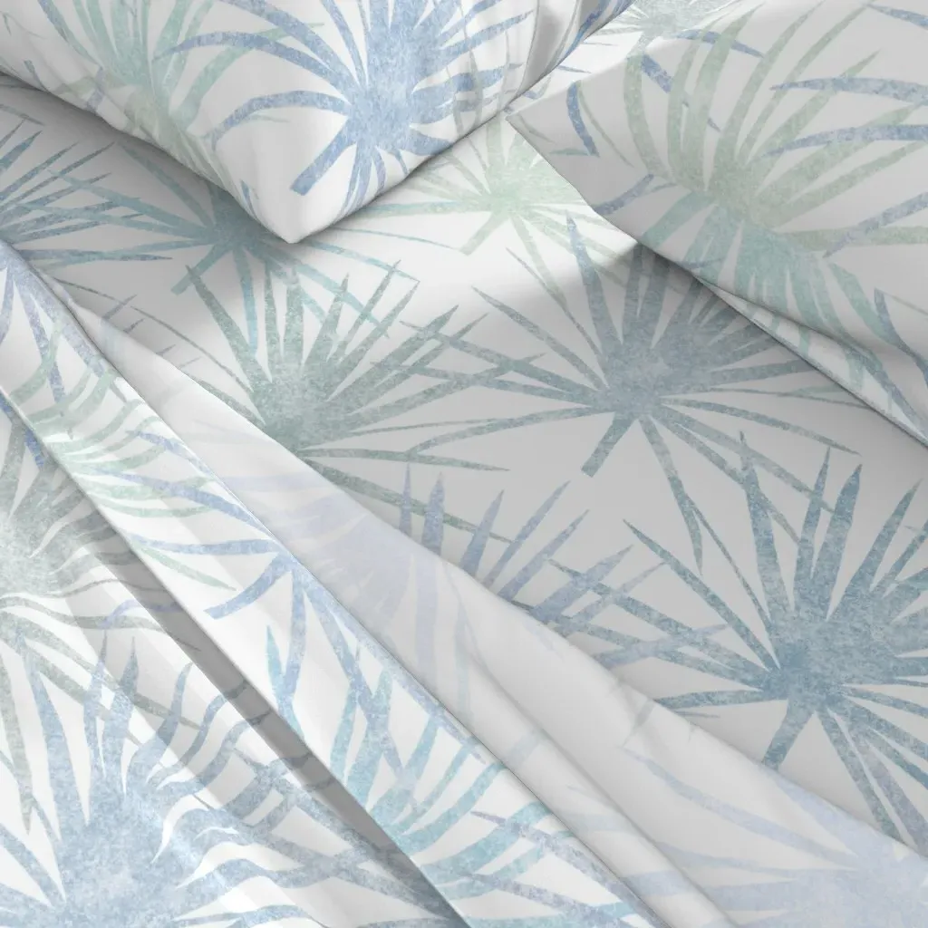 Saw Palmettos Cal King Sheet Set - Light Blue, White alternate view