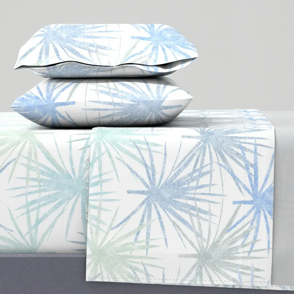 Saw Palmettos Cal King Sheet Set - Light Blue, White product