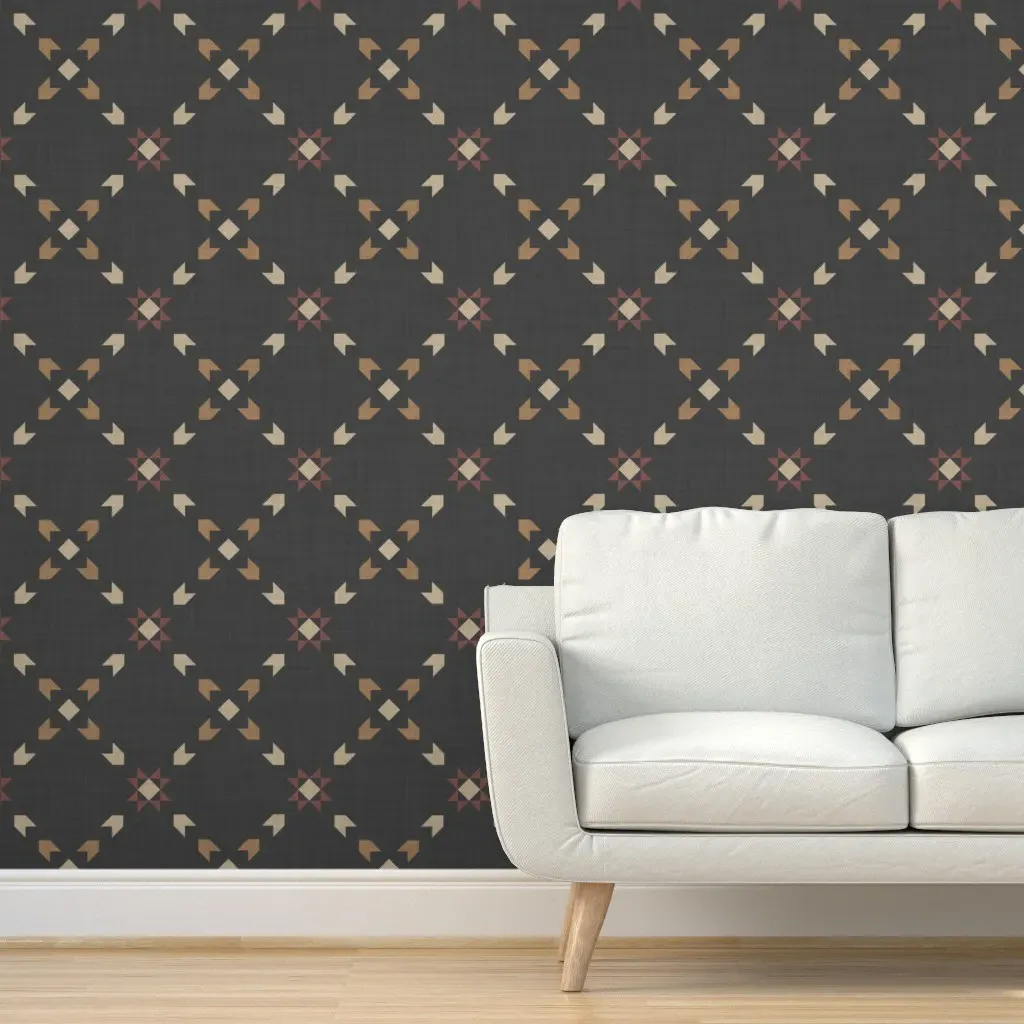 Sawtooth Star Quilt Block Peel and Stick Wallpaper - Brown product