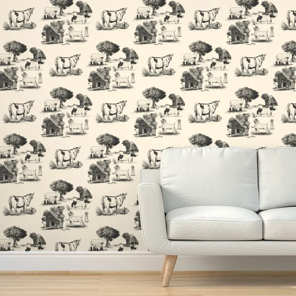 Sbc Herd Toile Peel and Stick Wallpaper - Black product