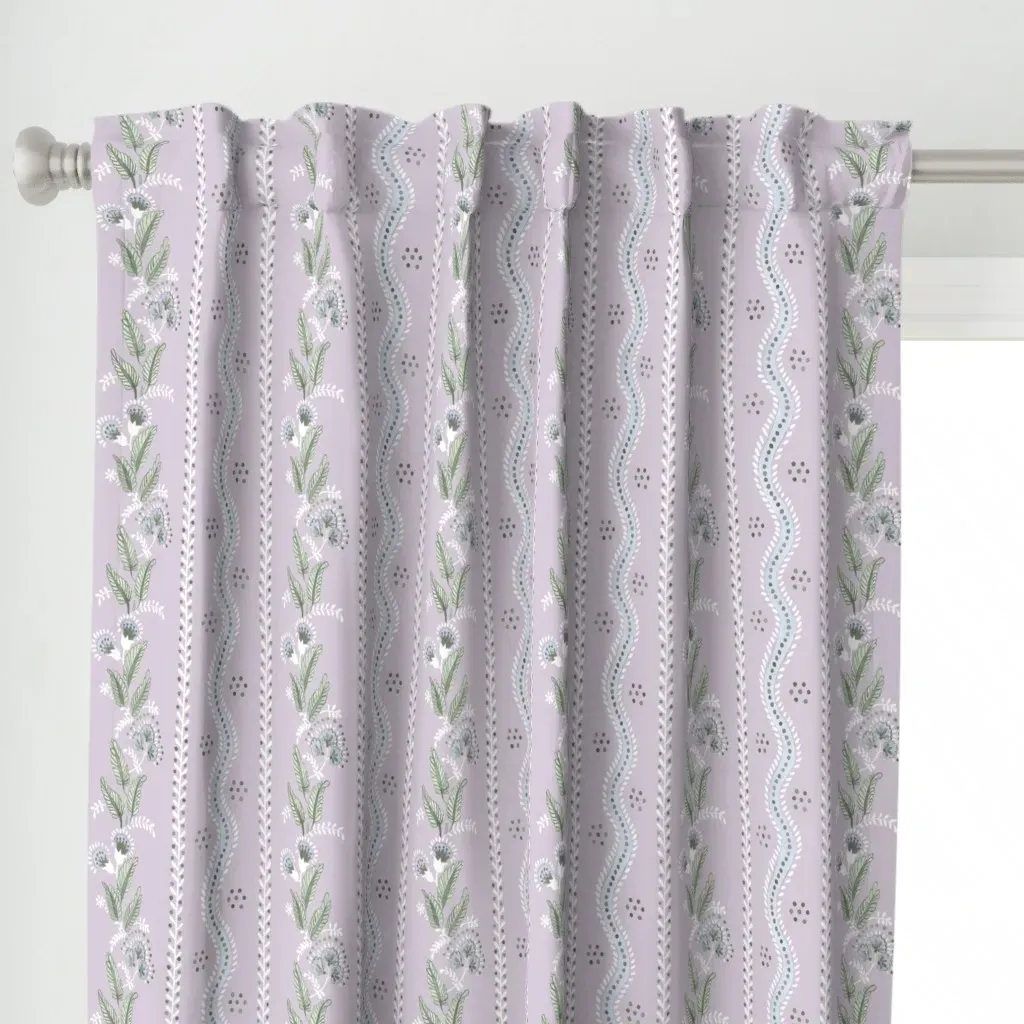 Scale Blue Greens Curtain Panel - Lavender alternate view
