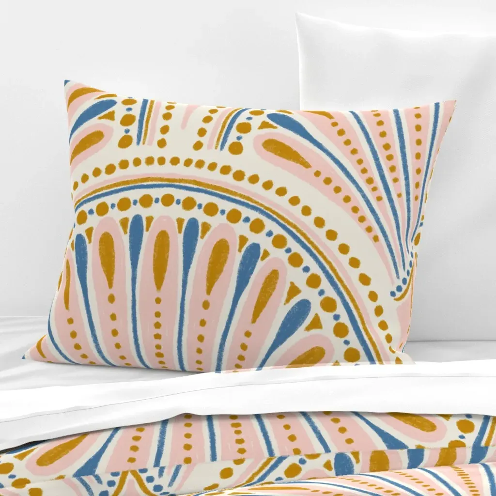 Scallop Art Deco Standard Pillow Cover - Pink, Cotton Sateen product