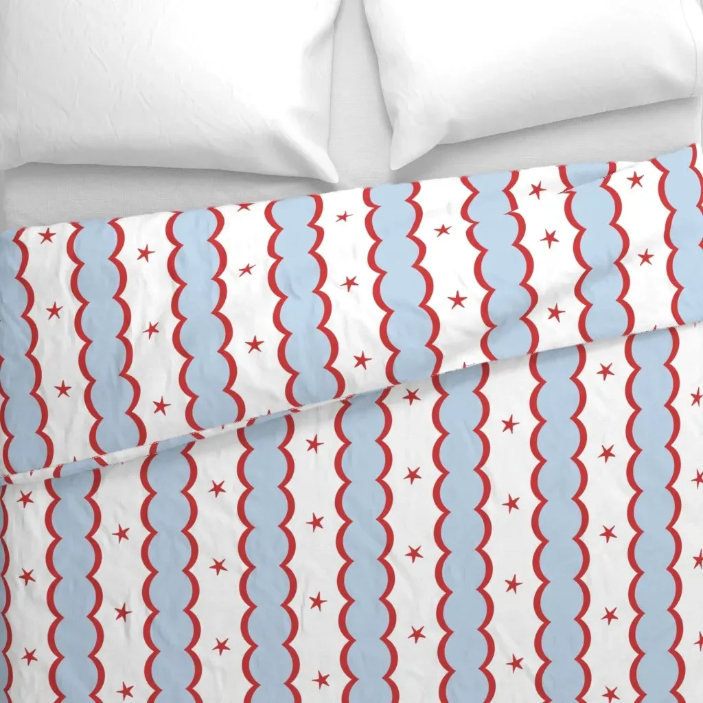 Scallop Bubble Stripes Duvet Cover - Light Blue alternate view
