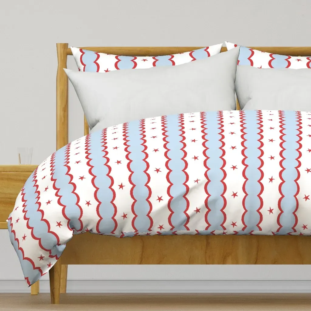Scallop Bubble Stripes Duvet Cover - Light Blue product