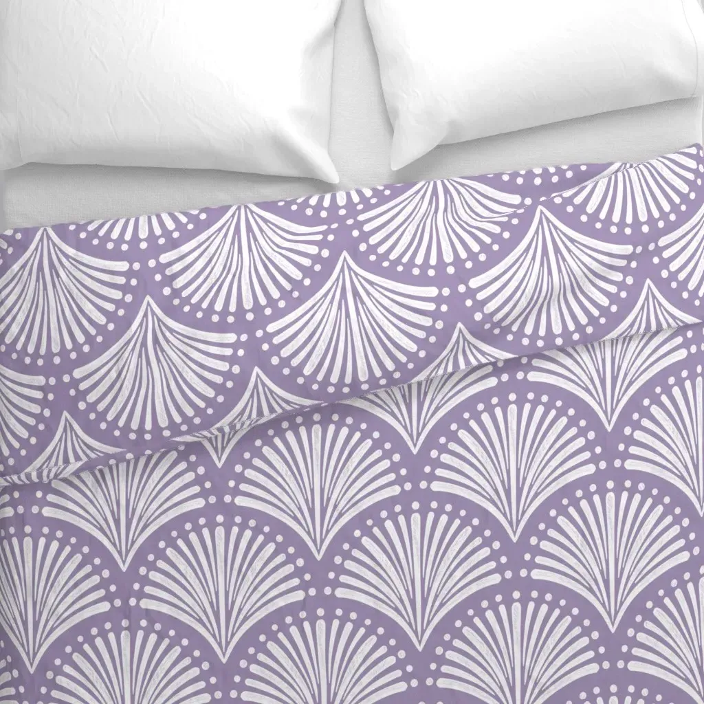 Scallop Fans Art Deco Duvet Cover - White alternate view