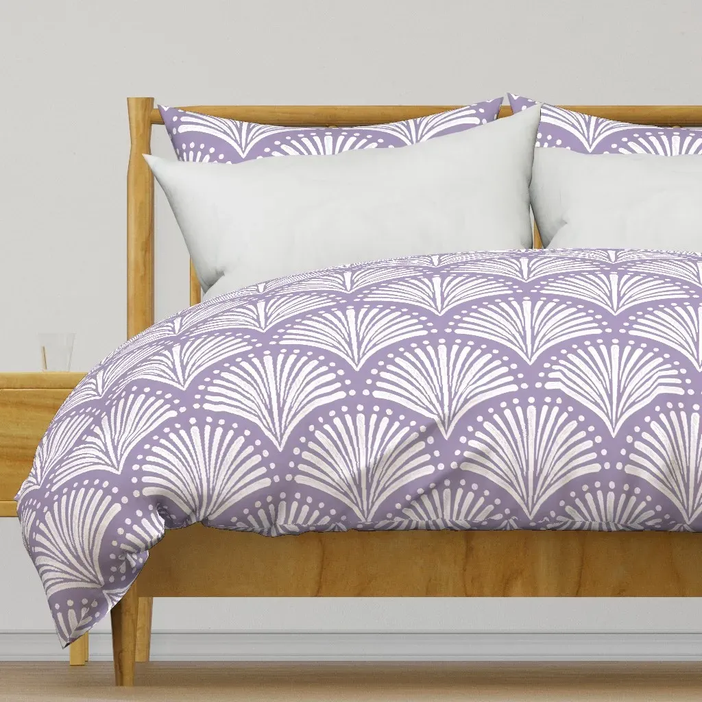 Scallop Fans Art Deco Duvet Cover - White product