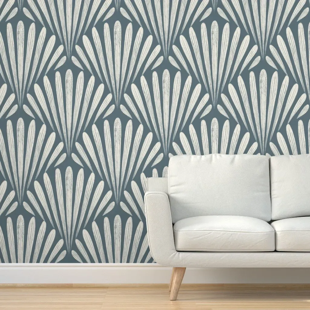 Scallop Fans Art Deco Peel and Stick Wallpaper - Off-White product