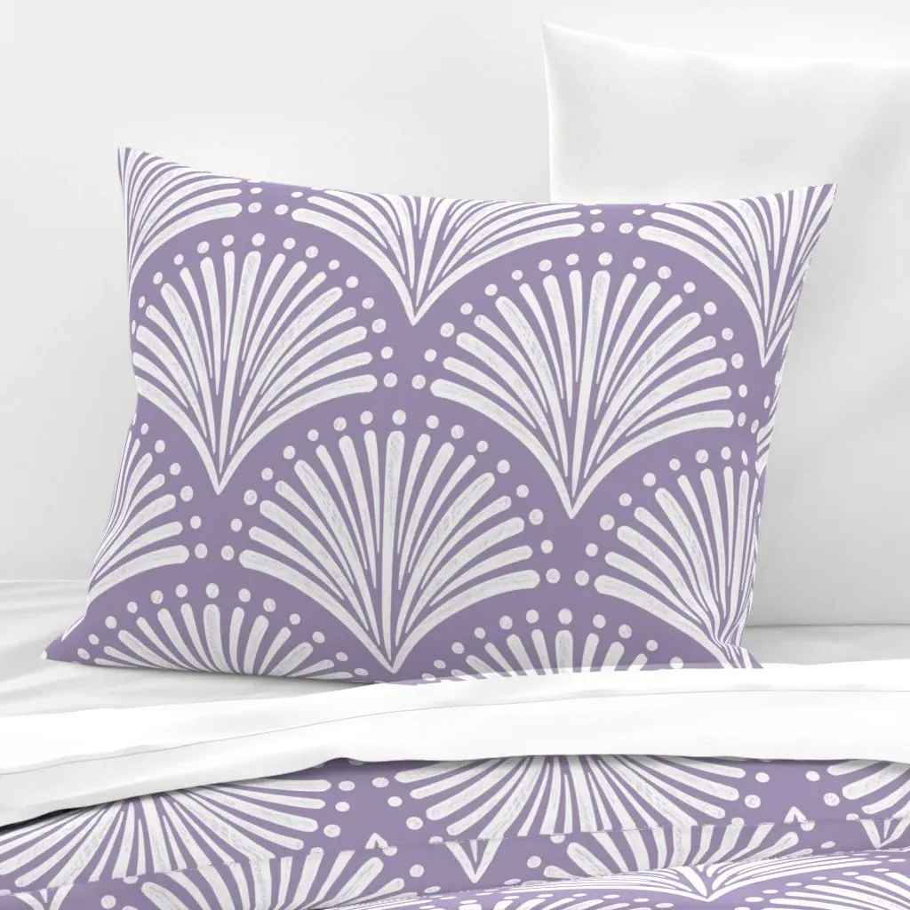 Scallop Fans Art Deco Standard Knife Edge Cushion - Cream, Cotton Sateen product