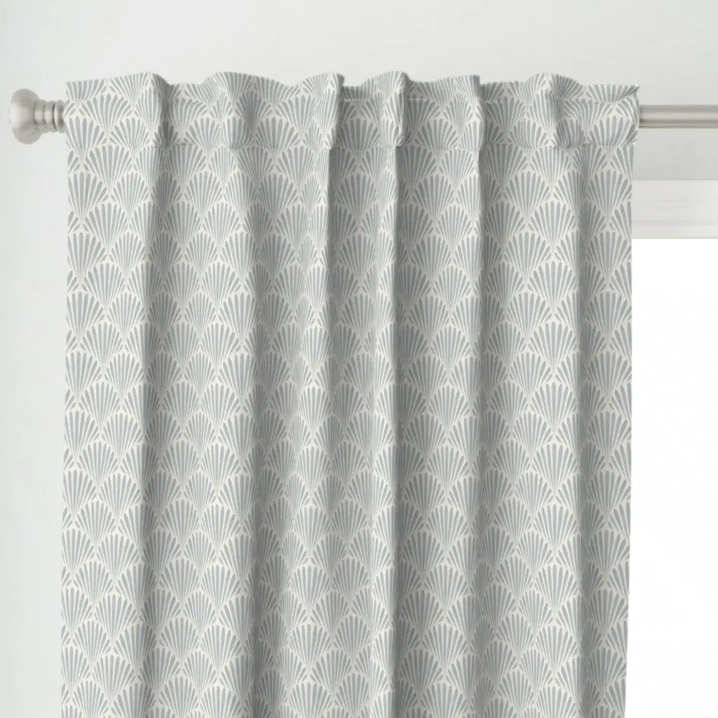 Scallop Fans Curtain Panel - Light Blue alternate view