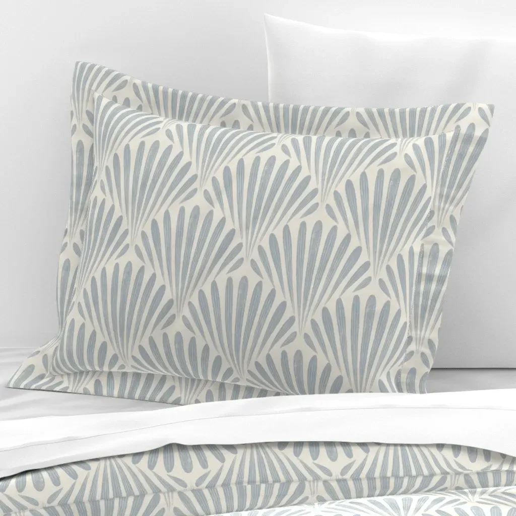 Scallop Fans Standard Flanged Pillow Sham - Blue-Gray, Cotton Sateen product