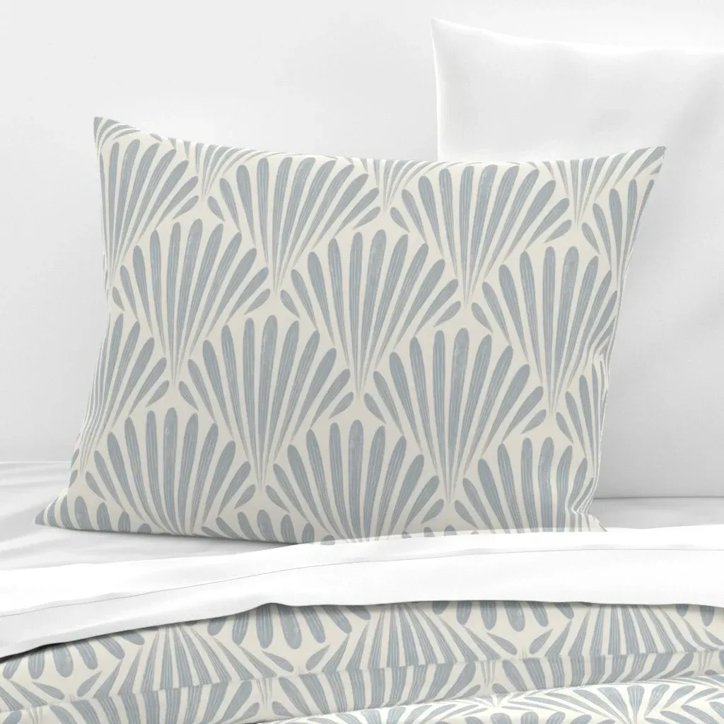 Scallop Fans Standard Knife Edge Cushion Cover - Blue-Gray, Cotton Sateen product