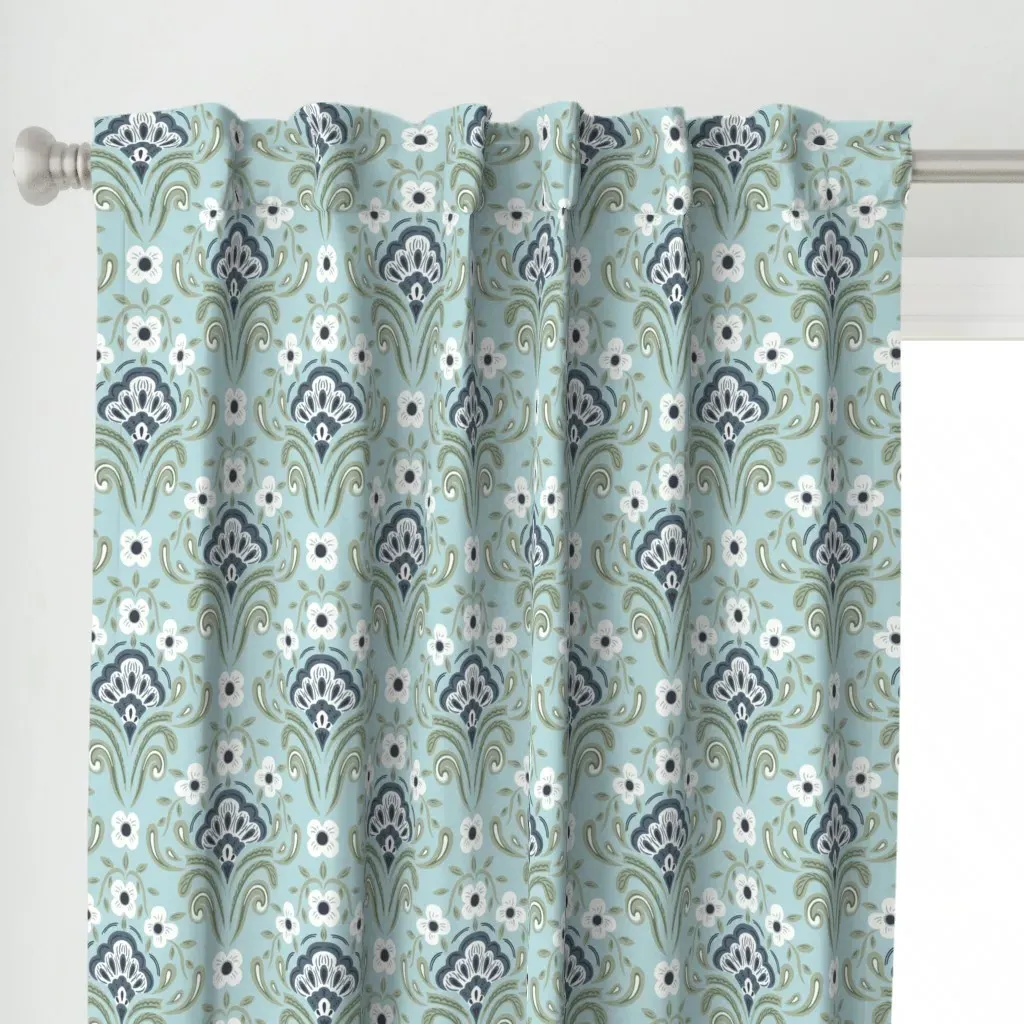 Scallop Garden Floral Curtain Panel - White alternate view