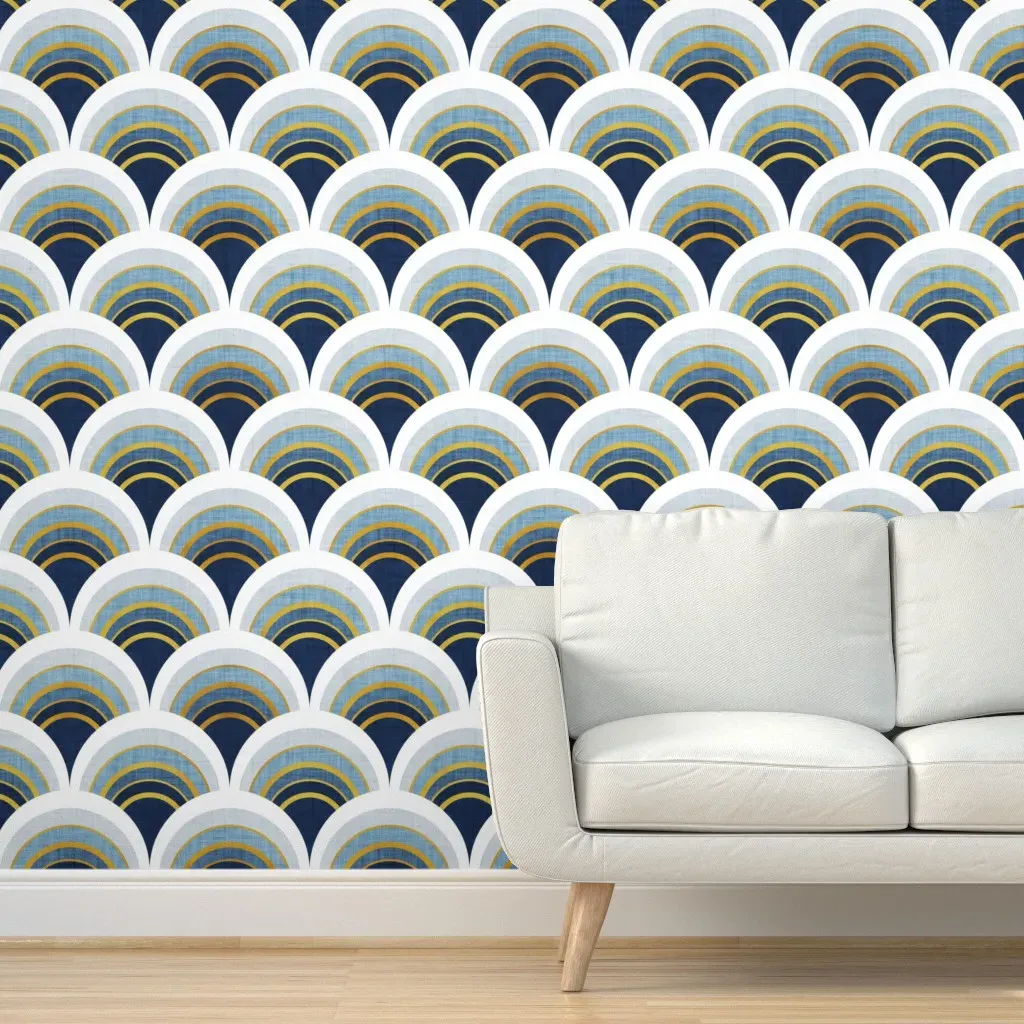 Scallop Geometric Peel and Stick Wallpaper - Navy Blue product