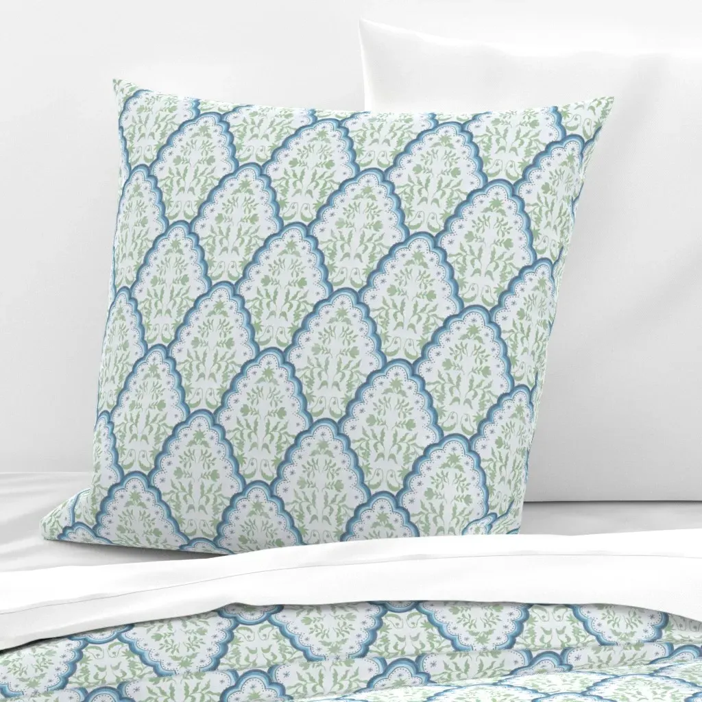 Scallop Paisley Euro Pillow Sham - Light Blue product
